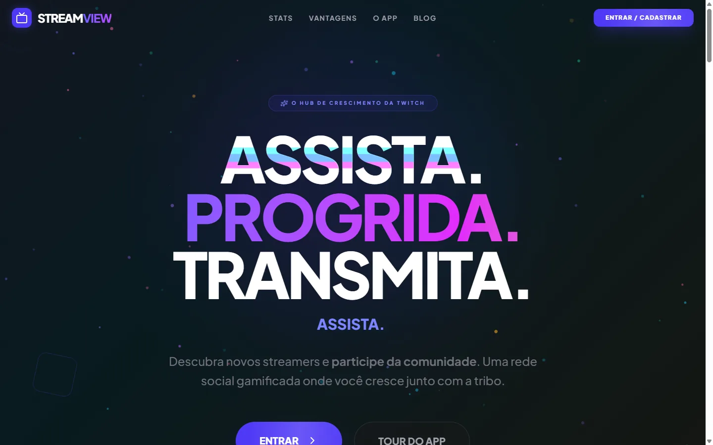 Página inicial do StreamView